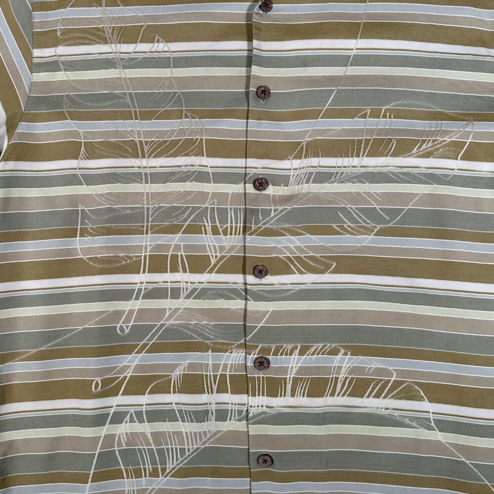 Tommy Bahama Shirt Men Size L Striped Hawaiian Tropical Short Sleeve 100% Silk - Picture 5 of 11